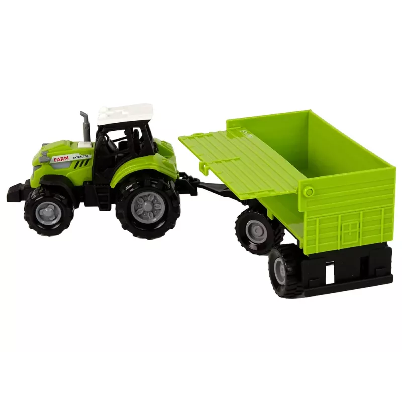 LEAN TOYS Ūkio traktorius su priekaba, šviesomis ir garsais, žalias