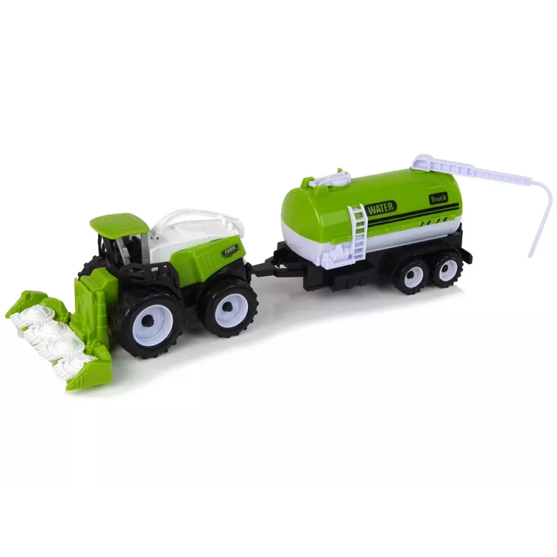 LEAN TOYS Ūkio transporto priemonių rinkinys Traktorius Kombainas Cisterna Puspriekabė
