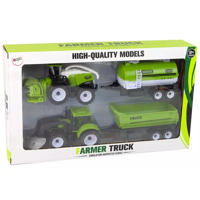 LEAN TOYS Ūkio transporto priemonių rinkinys Traktorius Kombainas Cisterna Puspriekabė