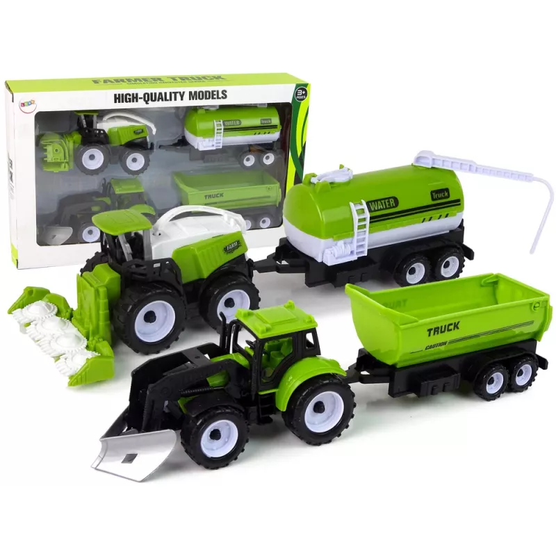 LEAN TOYS Ūkio transporto priemonių rinkinys Traktorius Kombainas Cisterna Puspriekabė
