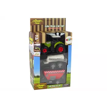 LEAN TOYS Ūkininko traktorius + 2 ūkio mašinos ūkio sunkvežimio rinkinys