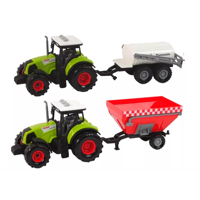 LEAN TOYS Ūkininko traktorius + 2 ūkio mašinos ūkio sunkvežimio rinkinys
