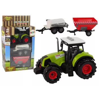 LEAN TOYS Ūkininko traktorius + 2 ūkio mašinos ūkio sunkvežimio rinkinys