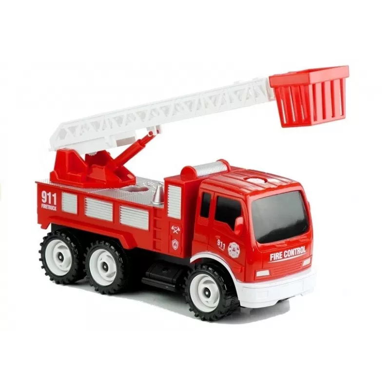 LEAN TOYS Gaisrinis automobilis su atsukimo čiuožykla ir įrankiais
