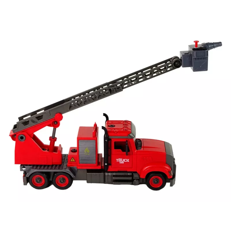LEAN TOYS Gaisrinis automobilis su atsukamaisiais priedais, raudonas