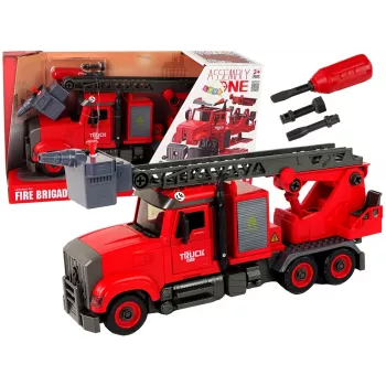 LEAN TOYS Gaisrinis automobilis su atsukamaisiais priedais, raudonas