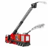 LEAN TOYS gaisrinis automobilis su ištraukiamu keltuvu iki 69 cm, šviesomis, garsais ir vandens patranka