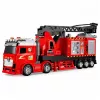 LEAN TOYS gaisrinis automobilis su ištraukiamu keltuvu iki 69 cm, šviesomis, garsais ir vandens patranka