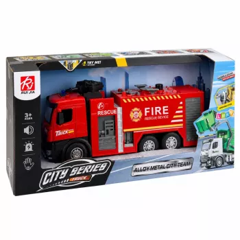 LEAN TOYS gaisrinis automobilis su vandens funkcija, metaline kabina, šviesomis, garsais 1:12