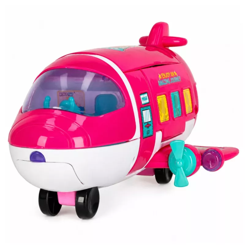 LEAN TOYS Sulankstomas 2-in-1 lėlių keleivinis lėktuvas rožinis – transformuojamas lėlių namelis 30 cm lėlėms