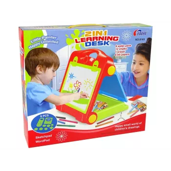 LEAN TOYS Sulankstomas 2v1 Lentynų Lagaminas - Kreida ir Markeriai