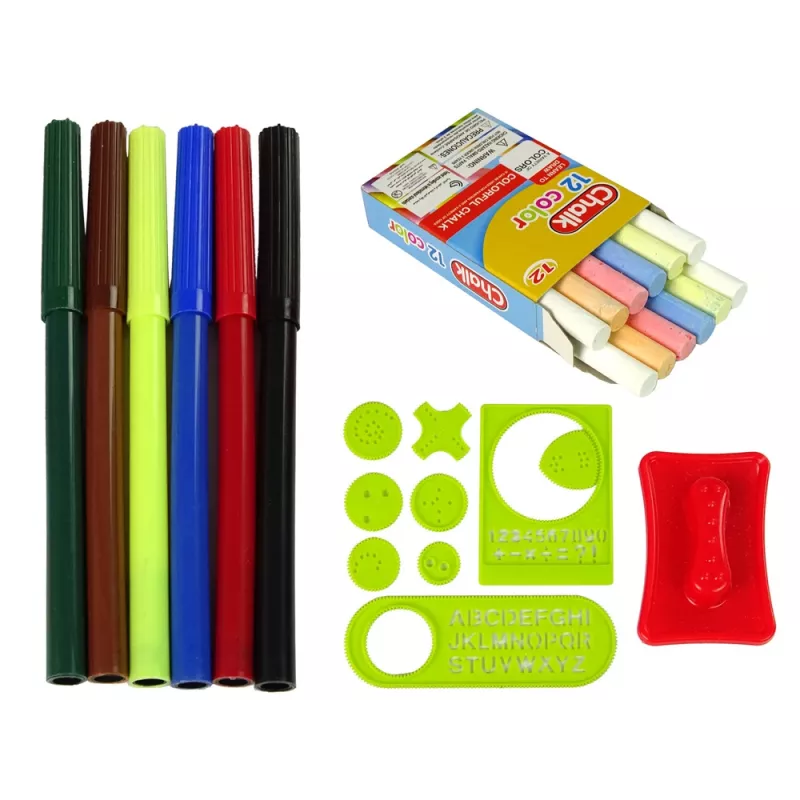 LEAN TOYS Sulankstomas 2v1 Lentynų Lagaminas - Kreida ir Markeriai