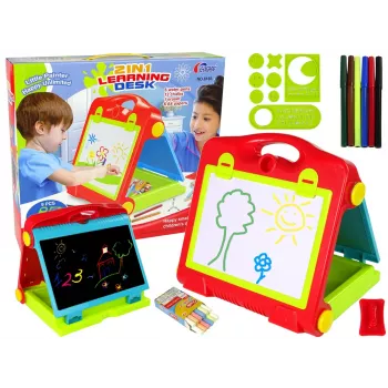 LEAN TOYS Sulankstomas 2v1 Lentynų Lagaminas - Kreida ir Markeriai