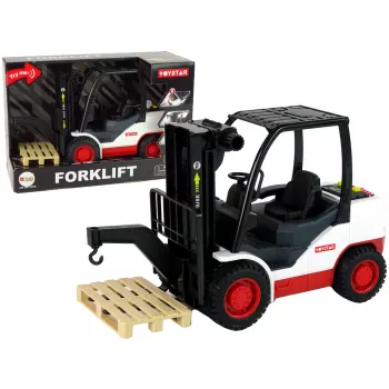 LEAN TOYS Šakinis krautuvas su judančiu šakiniu keltuvu