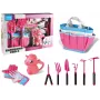 LEAN TOYS Sodo rinkinys su krepšiu, įrankiais, pirštinėmis, grėbliais, rožinis vienaragis