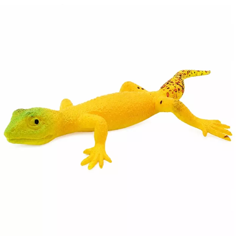 LEAN TOYS Golden Gecko Rubber Figurine Stretchable Realistic Reptile 15.5 cm