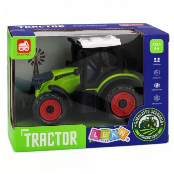 LEAN TOYS Žalias 15 cm ūkio traktorius su frikciniu varikliu