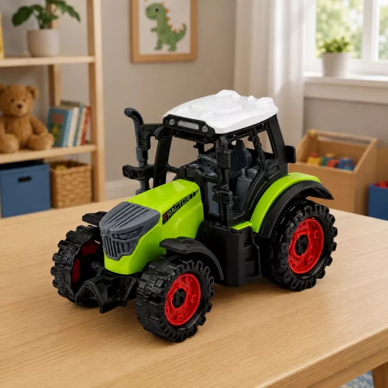 LEAN TOYS Žalias 15 cm ūkio traktorius su frikciniu varikliu