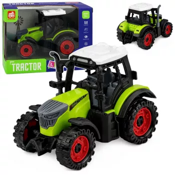 LEAN TOYS Žalias 15 cm ūkio traktorius su frikciniu varikliu