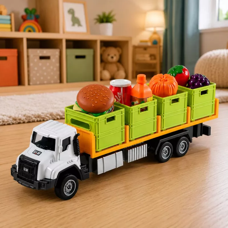 LEAN TOYS Green maisto transportavimo sunkvežimis 1:55