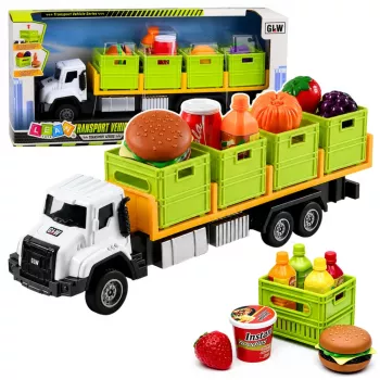 LEAN TOYS Green maisto transportavimo sunkvežimis 1:55