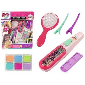 LEAN TOYS Plaukų dažymo rinkinys su plaukų tiesintuvu ir 6 spalvų sruogomis
