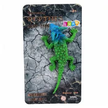 LEAN TOYS Horned Lizard Rubber Figure Stretchable Realistic 20 cm