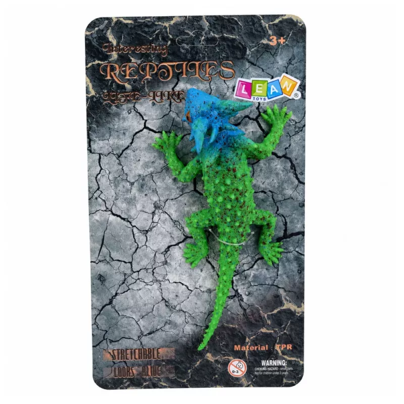 LEAN TOYS Horned Lizard Rubber Figure Stretchable Realistic 20 cm