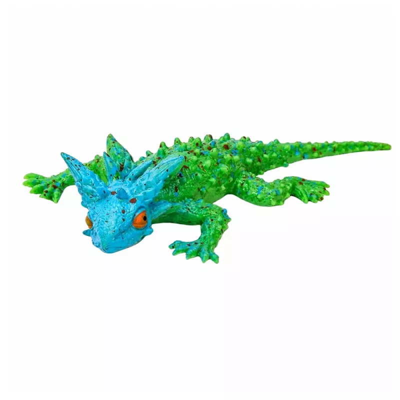 LEAN TOYS Horned Lizard Rubber Figure Stretchable Realistic 20 cm