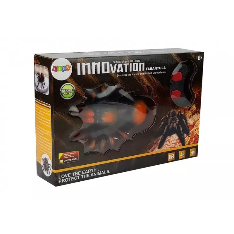LEAN TOYS Didelis nuotoliniu būdu valdomas voras su baterijomis R/C juodai-oranžinis