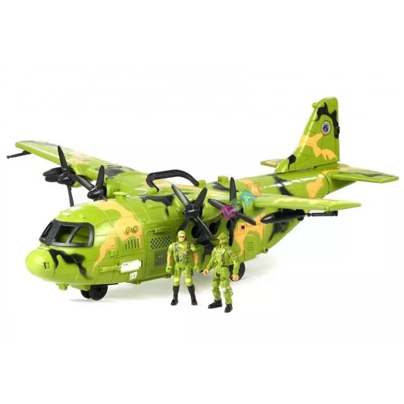 LEAN TOYS Didelis karinis lėktuvas 55cm su priedais