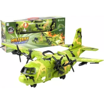 LEAN TOYS Didelis karinis lėktuvas 55cm su priedais