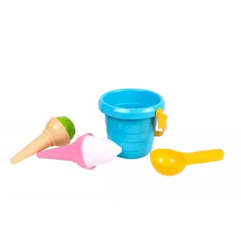 LEAN TOYS ledų smėlio rinkinys mėlynas kibirėlis su šaukšteliu 5736