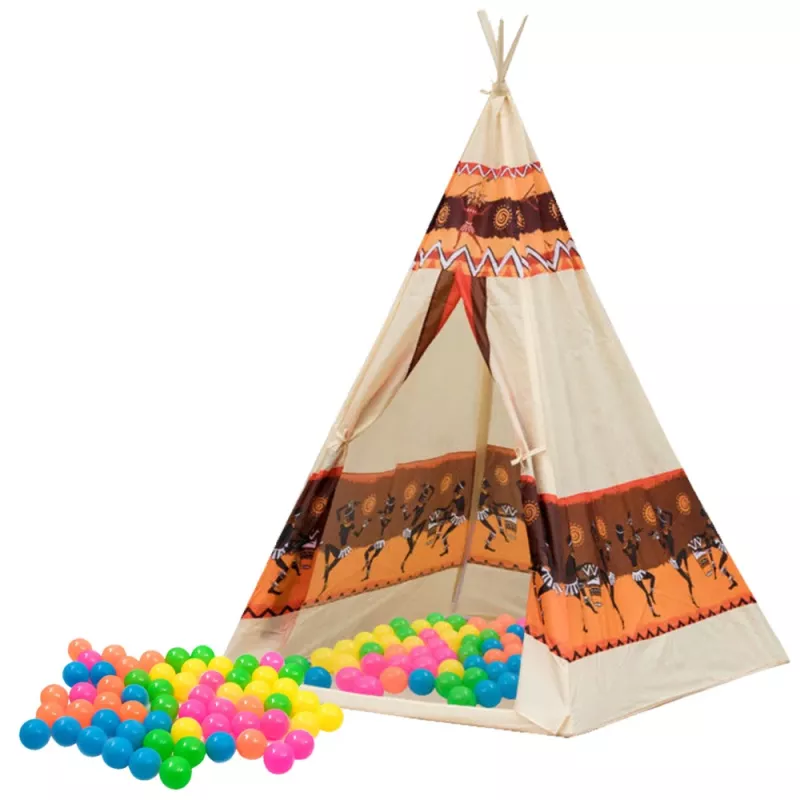 LEAN TOYS Indian Tipi palapinės pagrindas vaikams + 60 kamuoliukų 155 cm