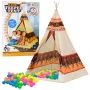 LEAN TOYS Indian Tipi palapinės pagrindas vaikams + 60 kamuoliukų 155 cm