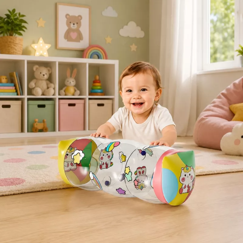 LEAN TOYS Pripučiamas ropojimo volelis mažyliams Vienaragiai 48 x 20 cm