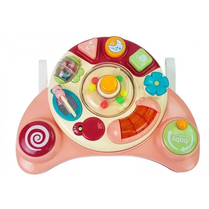 LEAN TOYS Interaktyvus kūdikių skydelio žaislas Muzika Gyvūnėliai Rožinis