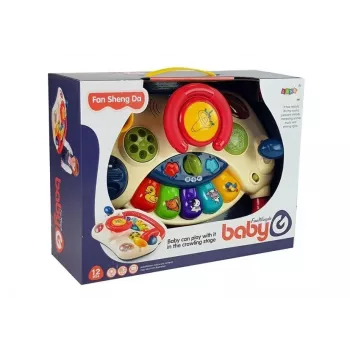 LEAN TOYS Interaktyvus kūdikio vairas su pianinu ir gyvūnų garsų telefonu