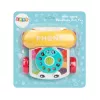 LEAN TOYS Interaktyvus spalvotas telefonas su ratukais, traukiamas virvute