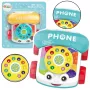 LEAN TOYS Interaktyvus spalvotas telefonas su ratukais, traukiamas virvute