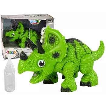 LEAN TOYS Interaktyvus Dinozauras Triceratops Garo Vandens Garsas Žalias