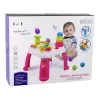 LEAN TOYS Interaktyvus edukacinis stalas su kamuoliukų rūšiavimu ir čiuožykla, rožinis