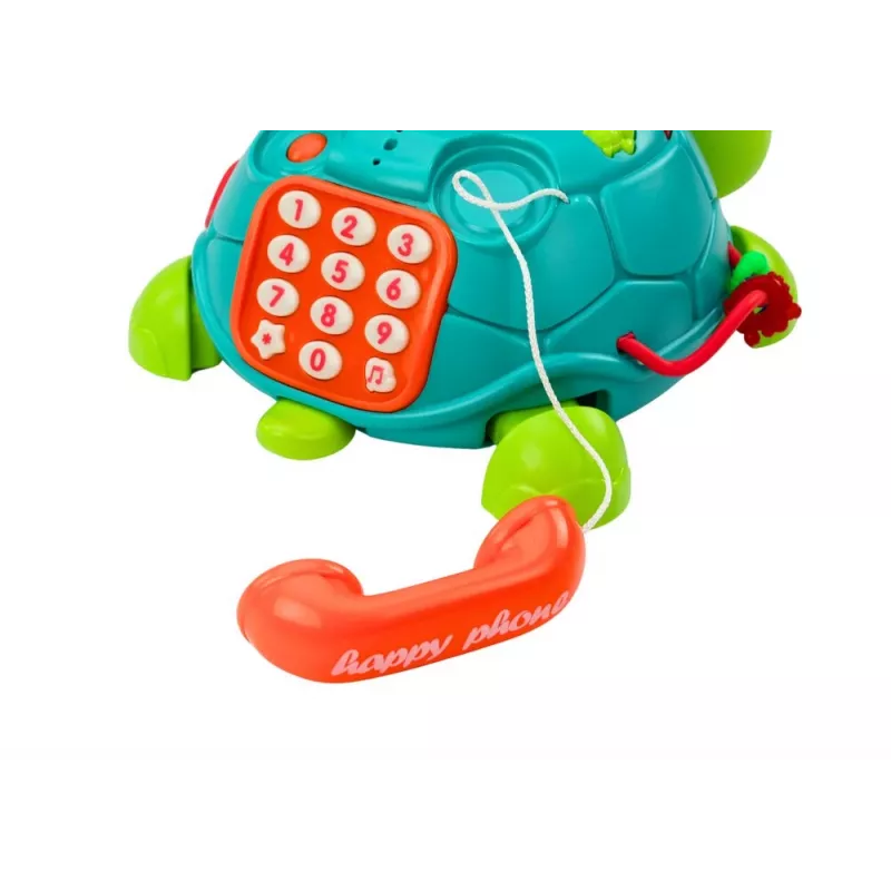 LEAN TOYS Interaktyvus edukacinis vėžlio telefonas 6in1 Šviesos Garsai Žalias