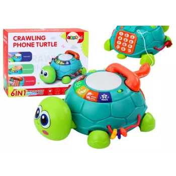 LEAN TOYS Interaktyvus edukacinis vėžlio telefonas 6in1 Šviesos Garsai Žalias
