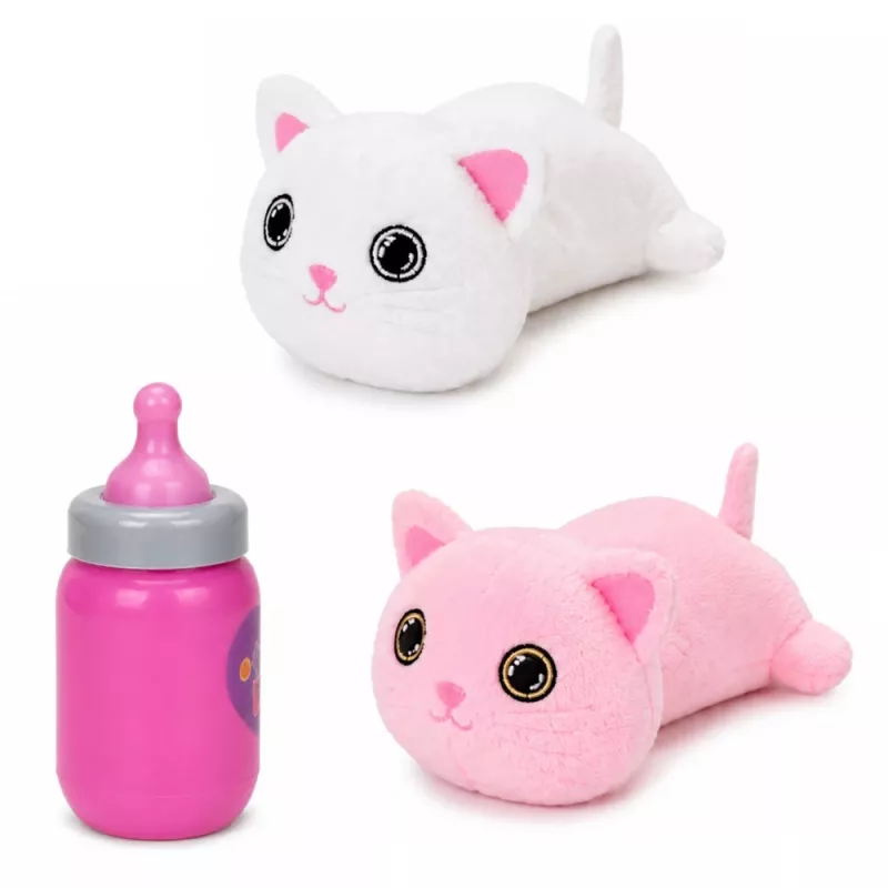 LEAN TOYS Interaktyvus kačiukas su buteliuku ir garsais, melodijomis bei įrašymo funkcija, baltas