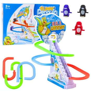 LEAN TOYS Interaktyvūs pingvinai ant eskalatoriaus rinkinys vaikams
