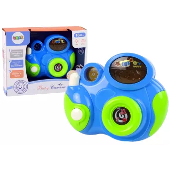 LEAN TOYS Interaktyvus fotoaparatas kūdikiams su šviesos ir garso melodijomis, mėlyna spalva