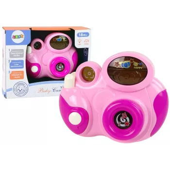 LEAN TOYS Interaktyvus fotoaparatas kūdikiams su šviesos ir garso melodijomis, spalva rožinė