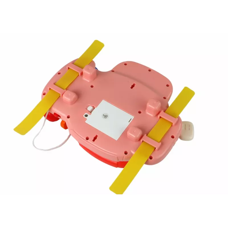 LEAN TOYS Interaktyvus rožinis vairo simuliatorius su vairavimo funkcijomis