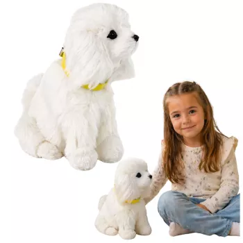 LEAN TOYS Interaktyvus pliušinis šuo minkštu kailiu, pudelis, glostykite jo galvą ir mokykitės funkcijų
